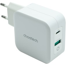 Зарядний пристрій CHOETECH GaN USB Type-C, Type-A 65W, PD, QC