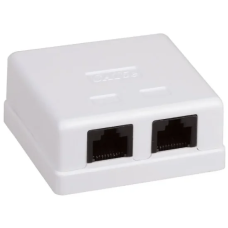 Розетка 2-портовая RJ45 UTP, біла, 5E