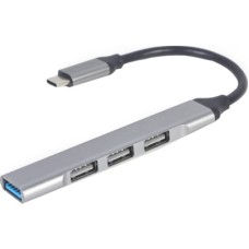 Концентратор Gembird USB-C 4 ports (1xUSB3.1+3xUSB2.0) metal silver (UHB-CM-U3P1U2P3-02)