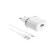 Зарядний пристрій BOROFONE BA36A High speed single port QC3.0 charger set(Micro) White (BA36AMW)