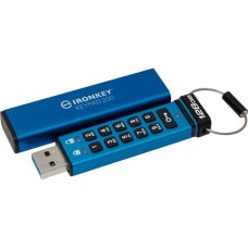 USB флеш накопичувач Kingston 128GB IronKey Keypad 200 AES-256 Encrypted Blue USB 3.2 (IKKP200/128GB)