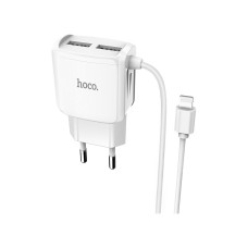 Зарядний пристрій HOCO C59A Mega joy double port charger for iP White (6931474707949)