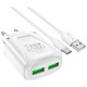 Зарядний пристрій BOROFONE BA54A Wide road dual port QC3.0 charger (Type-C) White (BA54ACW)