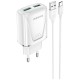 Зарядний пристрій BOROFONE BA54A Wide road dual port QC3.0 charger (Type-C) White (BA54ACW)