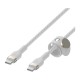 Дата кабель USB-C to USB-C 1.0m BRAIDED SILICONE white Belkin (CAB011BT1MWH)