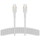 Дата кабель USB-C to USB-C 1.0m BRAIDED SILICONE white Belkin (CAB011BT1MWH)