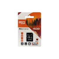 Карта памяти Mibrand 4GB mircroSD class 6 (MICDC6/4GB-A)