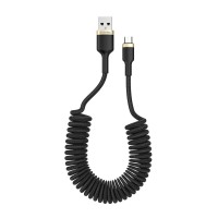 Дата кабель USB 2.0 AM to Micro 5P 1.0m spiral black ColorWay (CW-CBUM051-BK)