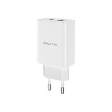 Зарядний пристрій BOROFONE BA56A Lavida dual port PD20W+QC3.0 charger White (BA56AW)