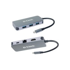 Концентратор D-Link 3xUSB3.0, 1xUSB-C/PD, 1xHDMI 1.4b, 1xGE, USB-C (DUB-2335)