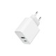 Зарядное устройство Gembird USB-A + Type-C (PD20W + QC3.0 18W) white (TA-UC-PDQC20-01-W)