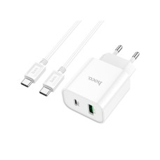 Зарядний пристрій HOCO C80A Plus Rapido PD20W+QC3.0 charger set(C to C) White (6931474779908)