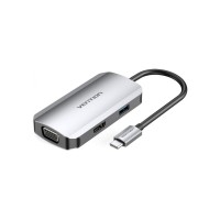 Док-станція USB3.1 Type-C --> HDMI/VGA/USB 3.0/PD 100W Hub 4-in-1 Vention