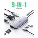 Концентратор Ugreen USB3.0 Type-C to USB 3.0x3/HDMI/VGA/RJ45/SDTF/PD CM179 gray (40873)