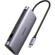 Концентратор Ugreen USB3.0 Type-C to USB 3.0x3/HDMI/VGA/RJ45/SDTF/PD CM179 gray (40873)