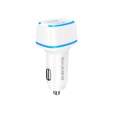 Зарядное устройство BOROFONE BZ14 Max dual port ambient light car charger 2 USB White (BZ14W)