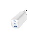 Зарядное устройство Gembird USB-A + 2xType-C (PD18W + QC3.0 27W) white (TA-UC-PDQC65-01-W)