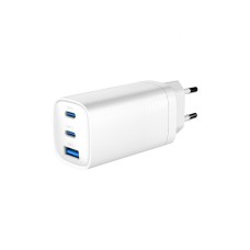 Зарядний пристрій Gembird USB-A + 2xType-C (PD18W + QC3.0 27W) white (TA-UC-PDQC65-01-W)