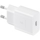 Зарядное устройство Samsung USB-С 15W White + Cable USB-C 1m (EP-T1510XWEGEU)