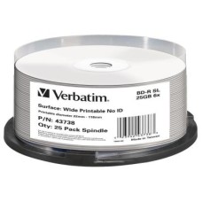 Диск BD Verbatim 25Gb 6x Cacke 25шт Wide Printable (43738)