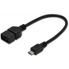 Дата кабель OTG USB 2.0 AF to Micro 5P 0.2m Digitus (AK-300309-002-S)