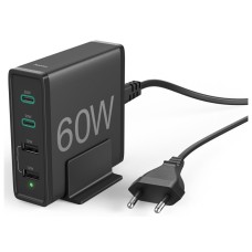 Зарядное устройство Hama 2xUSB-C PD/QC, 2xUSB-A, 60W Black (00201628)