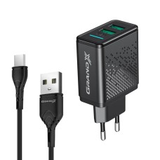 Зарядное устройство Grand-X CH-60T 2USB 5V 3,1A + cable Type-C (CH-60T)