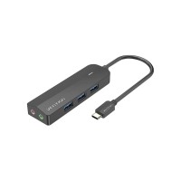 Хаб USB 3.1 Type-C -> 3xUSB 3.0+MicroUSB+3.5mm Sound Adapter чорний Vention