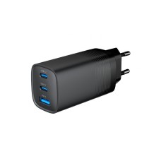 Зарядний пристрій Gembird USB-A + 2xType-C (PD18W + QC3.0 27W) black (TA-UC-PDQC65-01-BK)