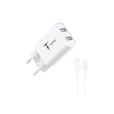 Зарядное устройство T-Phox TCC-224 Pocket Dual USB + MicroUSB cable White (TCC-224 (W)+Micro)