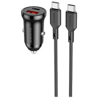 Зарядное устройство BOROFONE BZ18A PD20W+QC3.0 car charger set (Type-C to Type-C) USB-A/Type-C Black (BZ18ACCB)