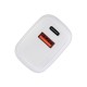 Зарядний пристрій RivaCase 1 USB-A + 1 Type-C, QC 3.0+PD 20W (PS4192 W00 (White))