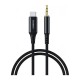 Кабель мультимедийный AUX USB-C to TRS Audio 3.5mm M/M DAC Chip 96kHz 1.0m black Choetech (AUX006)