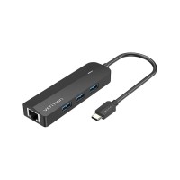 Хаб USB 3.1 Type-C -> 3xUSB 3.0+MicroUSB+RJ45 100M Ethernet чорний Vention