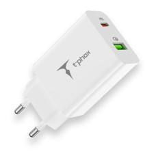 Зарядное устройство T-Phox Speedy 20W 2Ports Type-C+USB Charger (White) (Speedy 20W PD+USB)