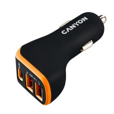 Зарядное устройство Canyon Universal 3xUSB car adapter Black+Orange (CNE-CCA08BO)