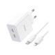 Зарядное устройство HOCO C108A charger set (C to iP) White (6931474784445)