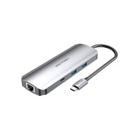 Док-станція USB3.1 Type-C --> HDMI/USB 3.0x2/RJ45/USB-C/SD/TF/TRRS 3.5mm/PD 100W Hub 9-in-1 Vention