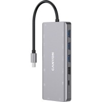 Порт-репликатор Canyon DS-12, 13 in 1 USB-C hub, 2*HDMI, Gigabit Ethernet, VGA, 3*USB3.0, PD/100W, 3.5mm audio jack (CNS-TDS12)