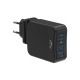 Зарядное устройство Media-Tech 2xUSB-C PD 65W USB QC 3.0 black (MT6252)