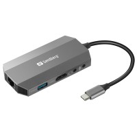 Док-станція USB3.1 Type-C --> HDMI/USB 3.0x2/RJ45/SD/TF/PD 100W 6in1 Sandberg