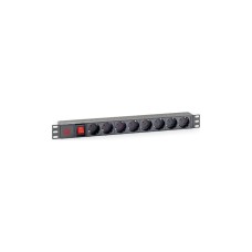 Силовий блок 19" 1U 8xSchuko, вимикач, С14 Kingda (KD-PDU-GM-1U-P8-C14)