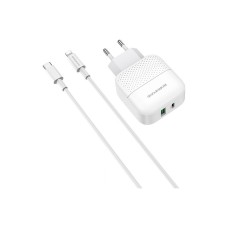 Зарядное устройство BOROFONE BA46A Premium White + USB-C-Ligntning cable (BA46ACLW)