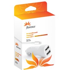 Зарядний пристрій Florence 2*USB, 2.1A + cable iPhone 6/6 Plus (CC21-IPH6)