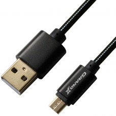 Дата кабель USB 2.0 AM to Micro 5P 1.0m Cu, 2.1A, Black Grand-X (MM-01B)