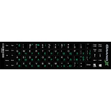 Наклейка на клавиатуру Grand-X 68 keys Cyrillic green, Latin white (GXDPGW)