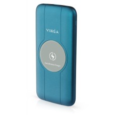 Батарея универсальная Vinga 10000 mAh Wireless QC3.0 PD soft touch blue (BTPB3510WLROBL)