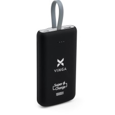 Батарея універсальна Vinga 10000 mAh SuperQC soft touch w/cable 22.5W black (VPB1SQSCBK)