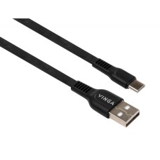 Дата кабель USB 2.0 AM to Type-C 1.0m flat art TPE back Vinga (VCPDCTCFTPE1BK)