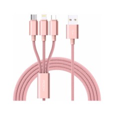 Дата кабель USB 2.0 AM to Lightning + Micro 5P + Type-C 1.2m Rose Gold Rock (RCB0436-Rose Gold)